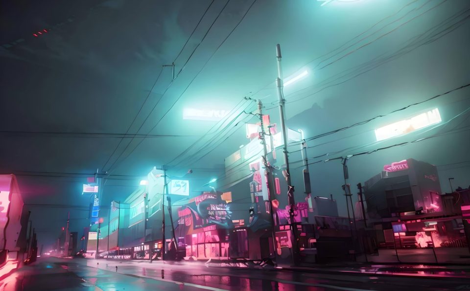 Containers lining the road