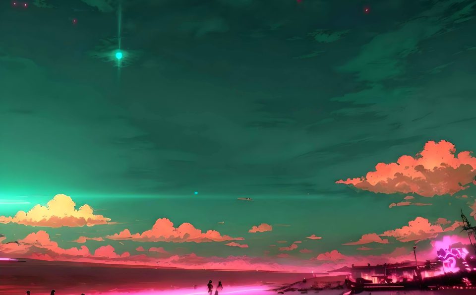 The pink shining shore