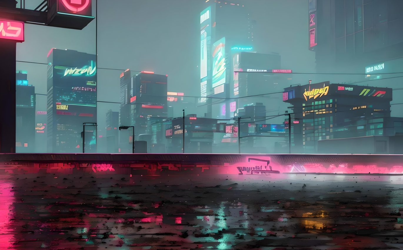 Night view seen from the dirty river