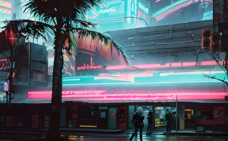 Train ticket booth behind the station