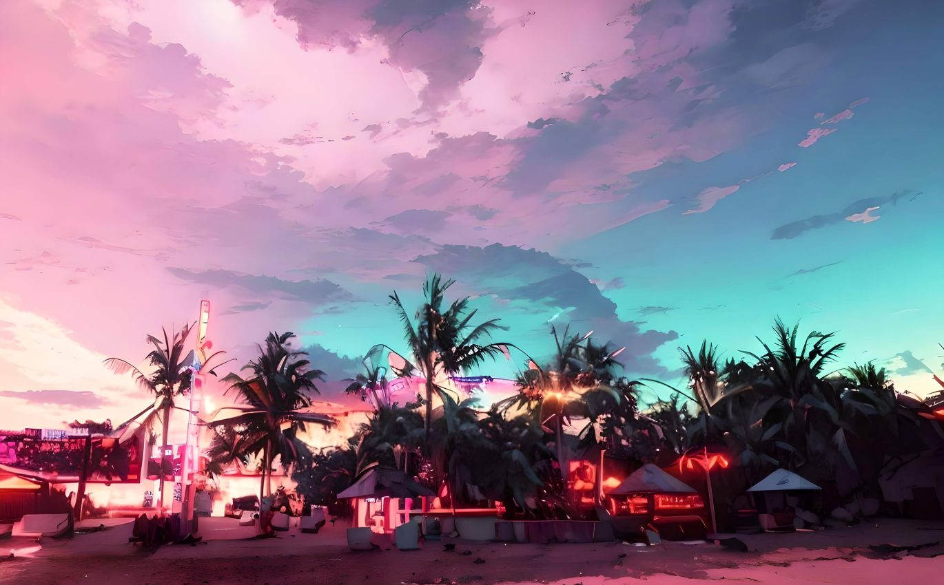 Pale purple sky beach