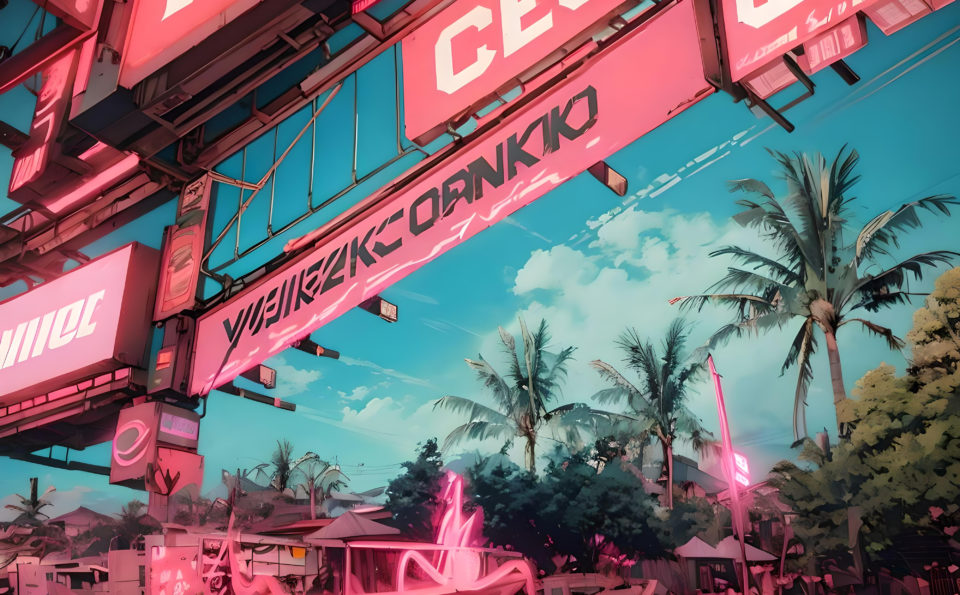 Neon boxes on the beach