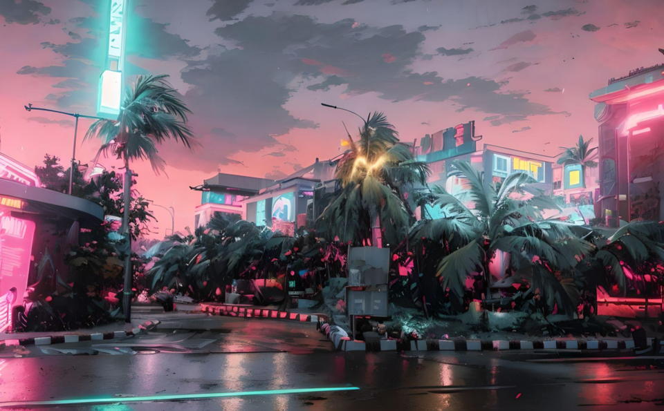 Beautiful neon lights at dusk