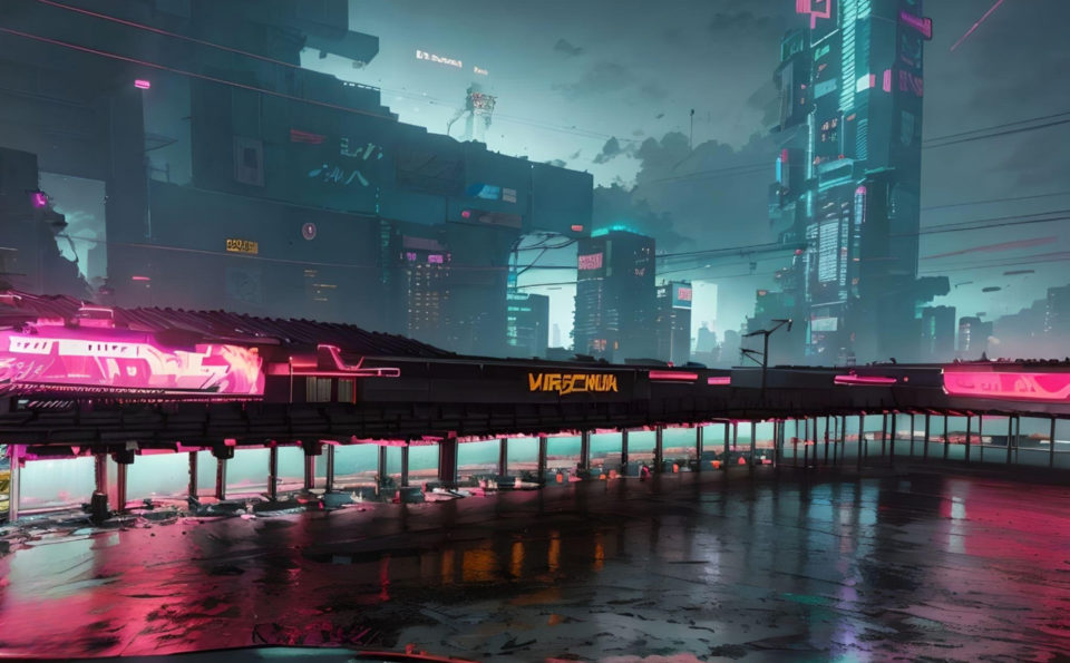 The pier in Cyberpunk City